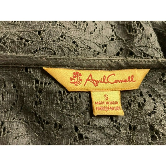 April Cornell S Black Lace Floral Embroidered Button Front - Picture 4 of 4
